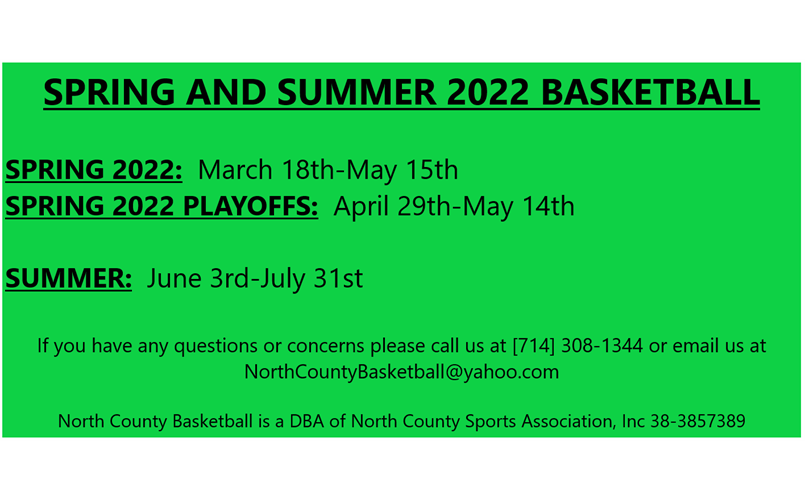 SPRING AND SUMMER 2022 BASKETBALL LEAGUE