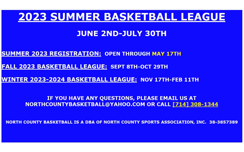 SUMMER 2023 BASKETBALL LEAGUE