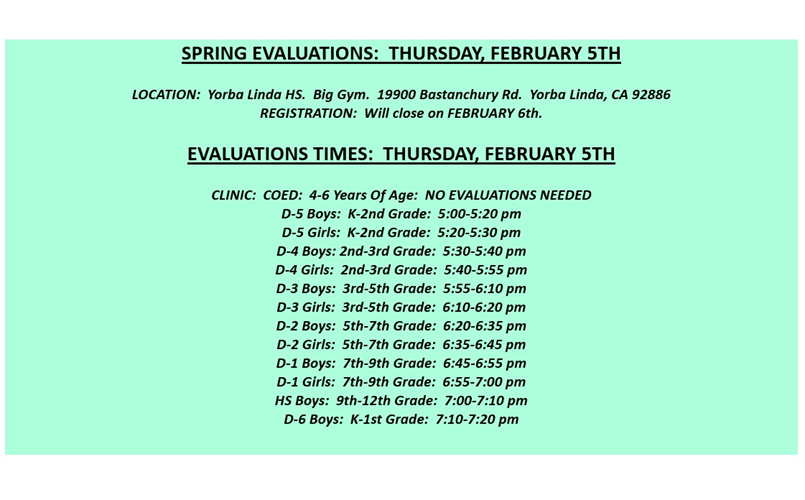 SPRING 2026 BASKETBALL EVALUATIONS