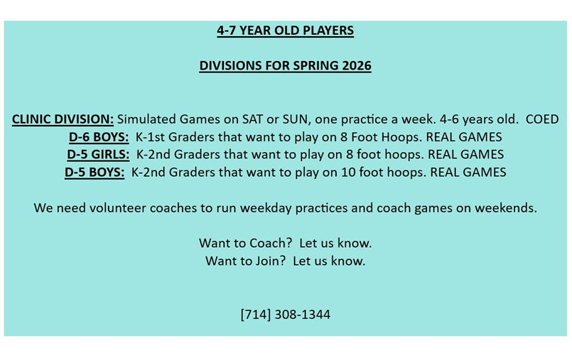 NEW DIVISIONS-SPRING 2026